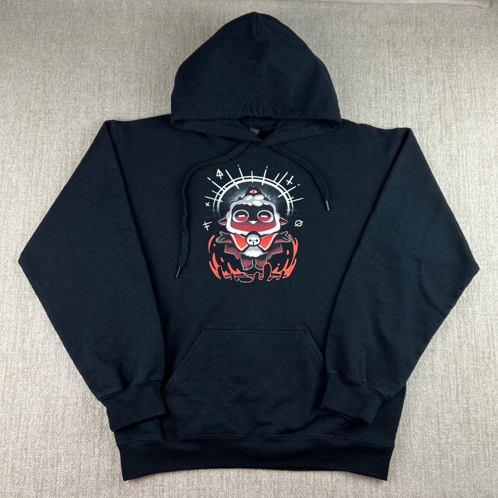 Cult of the‎ Lamb Video Game Promo Hoodie Mens Medium Black Gaming Streetwear